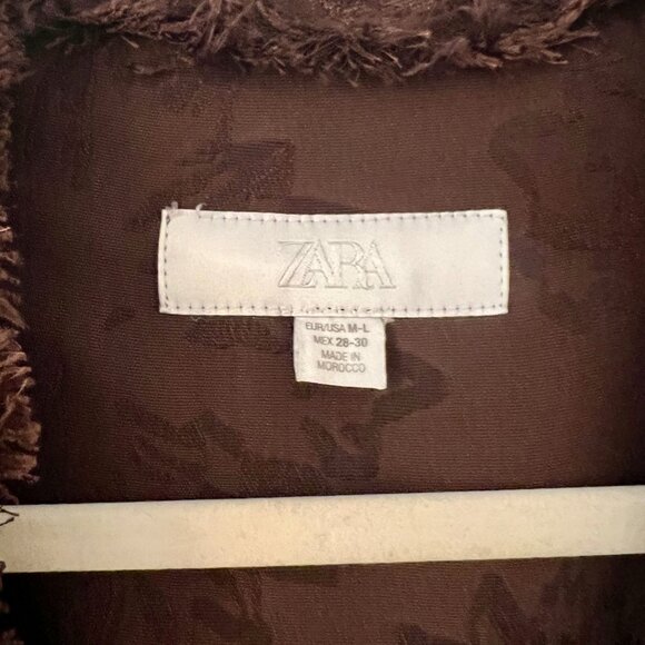 Zara Chocolate Brown Wrap Kimono Jacket Cardigan Short Sleeve - Picture 2 of 3